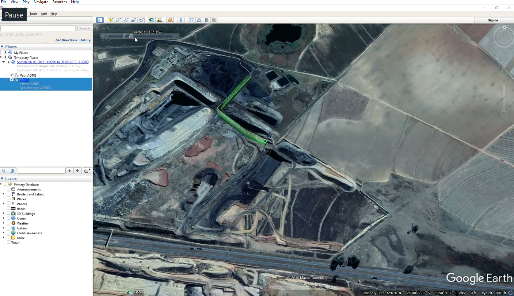 Live map KML video